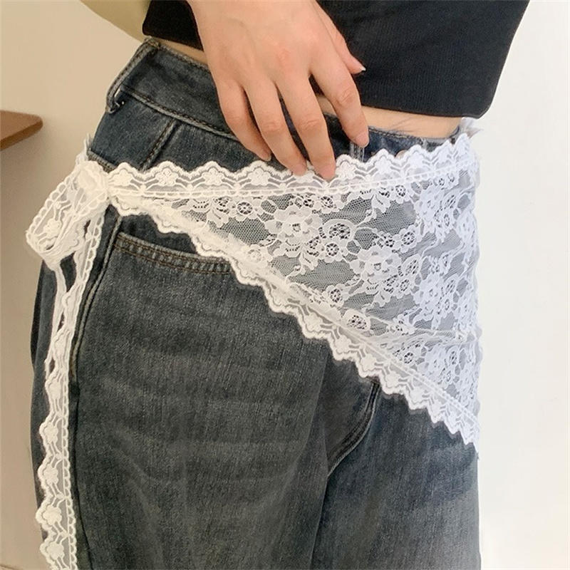 Lace Ribbon Trim - Trójkątna koronkowa krótka spódnica, półspódnica, koronkowa