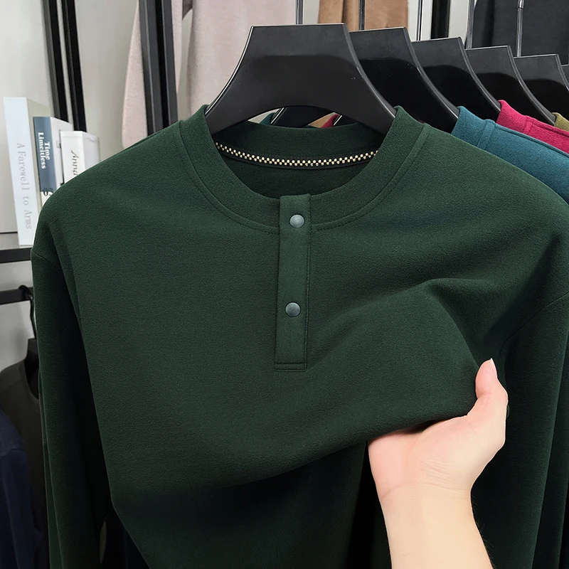 Embellish Knit - Męska luźna bluza Henley z okrągłym
