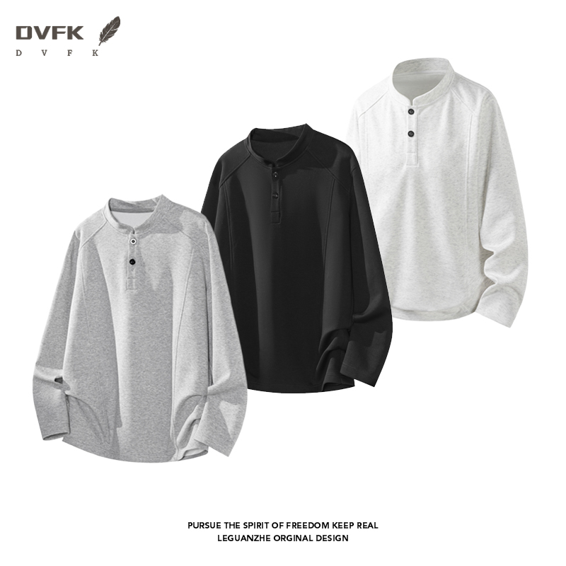 Embellish Knit - Męska koszulka Henley z rękawem raglanowym,