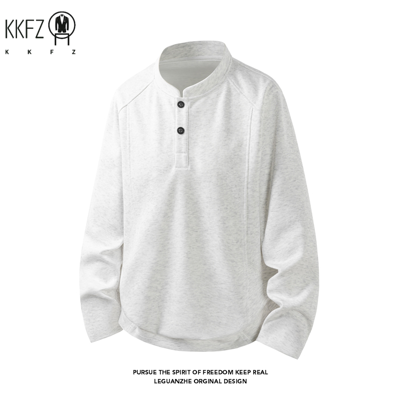 Embellish Knit - Męska bluza Henley z rękawem raglanowym,