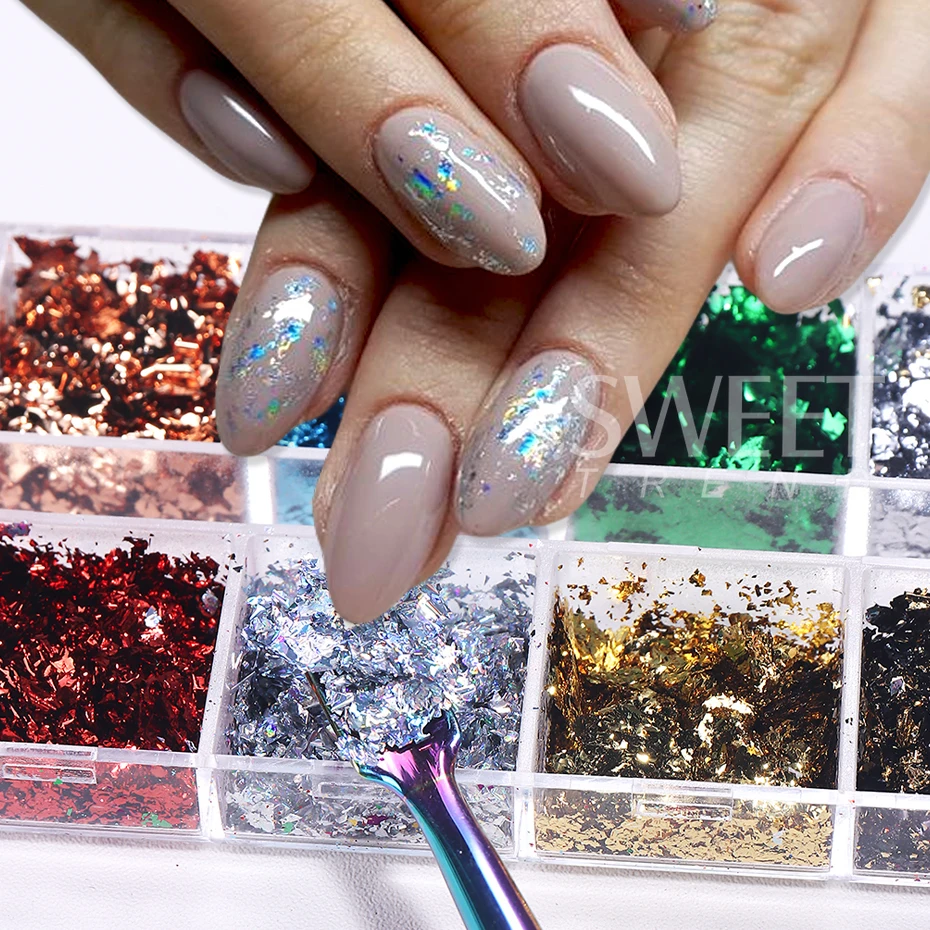 12 Siatek Złote Folie do Pazno – Glitter Vinyl Roll recenzja i cena